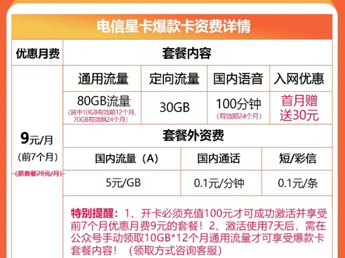 電信星卡升級(jí)版優(yōu)惠套餐|電信星卡爆款卡、星卡大?？▅添加流量+語(yǔ)言|首月免費(fèi)