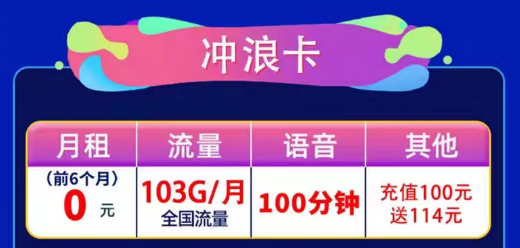聯通通用流量卡|聯通0元沖浪卡、聯通風漣卡|103G通用流量+100分鐘語音